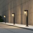 Black outdoor floor lamp with dusk to dawn sensor modern, Yves, IP44