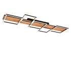 Wood flush ceiling light brown, Justian, 42W, 3000K LED, 3-step dimmable