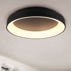 Black flush ceiling light modern, Jered, 48W, warm to cold white adjustable LED, with remote control