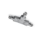 Gray T-piece with guide on the left