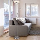 Nickel reading floor lamp modern, Fredrika, 27W, 3000K LED, with touch dimmer