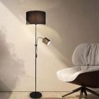 Black reading floor lamp modern, Edina, with switch