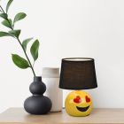 Black children's table lamp modern, Smiley, with switch
