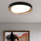 Black flush ceiling light modern, Joas, 24W, warm to cold white adjustable LED, with remote control