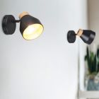 Black wall spotlight modern, Riette, with switch