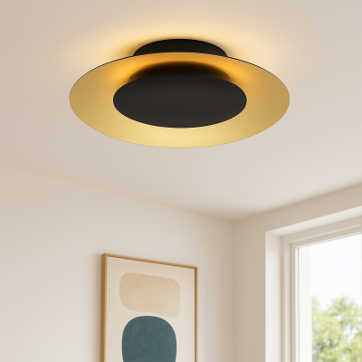 Modern flush ceiling light gold, Denyse, 15W, 3000K LED