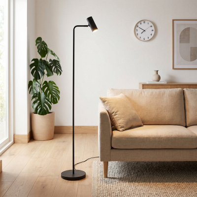 Modern floor lamp black, Carlos, with switch