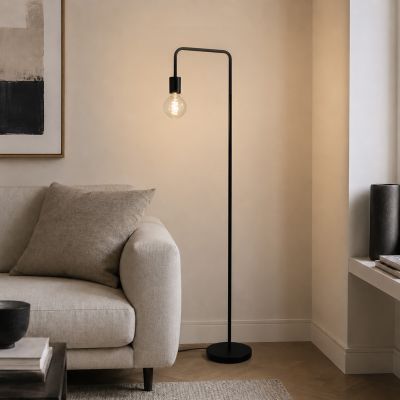 Modern floor lamp black, Carlos, with switch