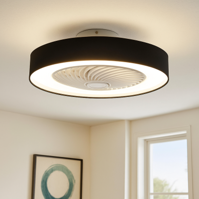 Modern ceiling fan black, Huub, 40W, 3000K LED, with remote control