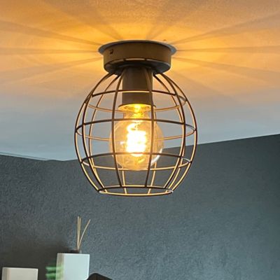 Industrial flush ceiling light black, Jochem