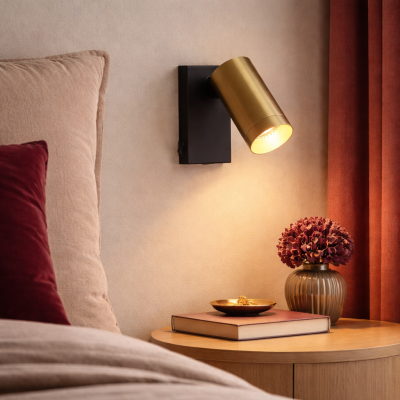 Modern wall spotlight brass, Nadi, with switch