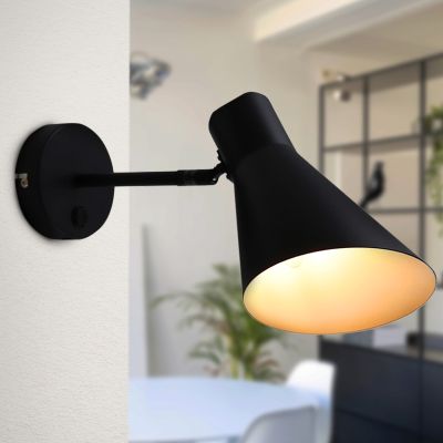 Modern wall light black, Vico, with switch