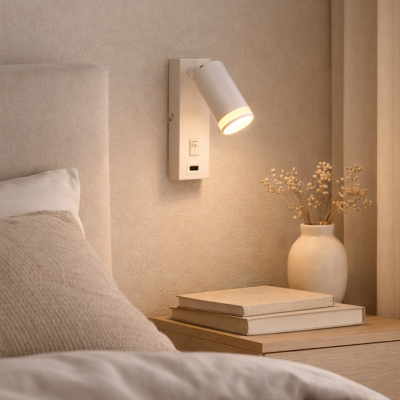 Modern wall spotlight white, Tara, with switch