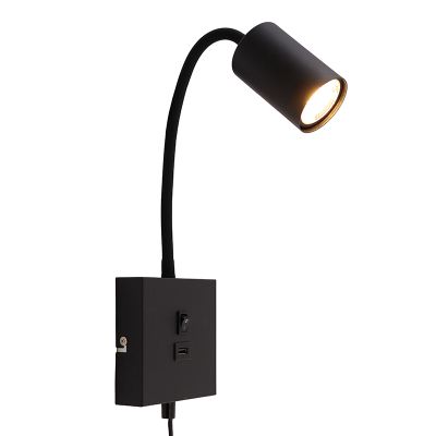 Modern wall spotlight black, Tibor, with switch