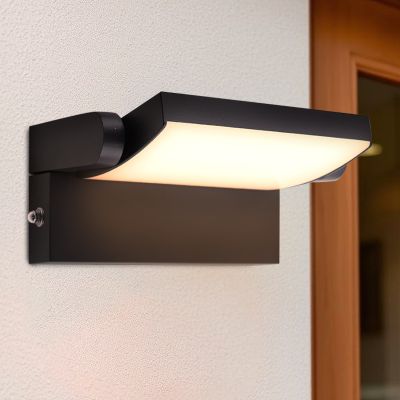 Modern outdoor wall light with dusk to dawn sensor black, Alet, 12,5W, 3000K LED, IP54