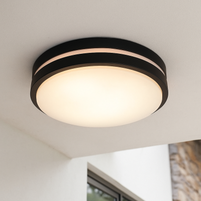 Plastic outdoor ceiling light with motion sensor black, James, IP44