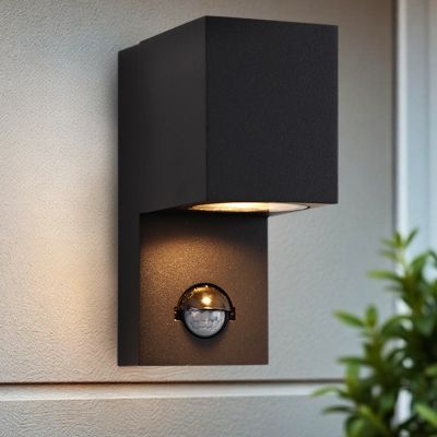 Modern outdoor wall light with motion sensor black, Corella, IP54