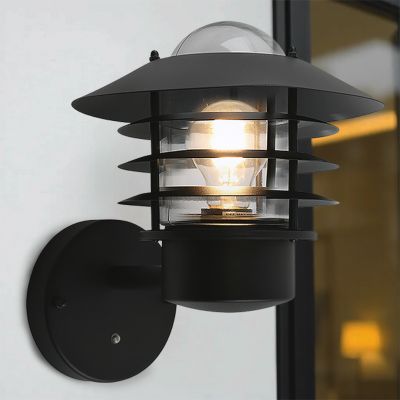 Stainless Steel outdoor wall light with dusk to dawn sensor black, Felice, IP44