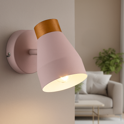 Rustic wall light pink, Freddie, with switch