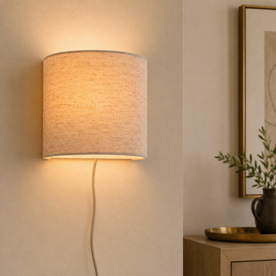 Rustic wall light beige, Timmy, with switch