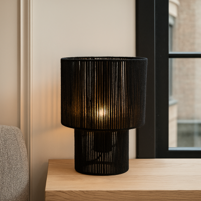 Rustic table lamp black, Sanny, with switch