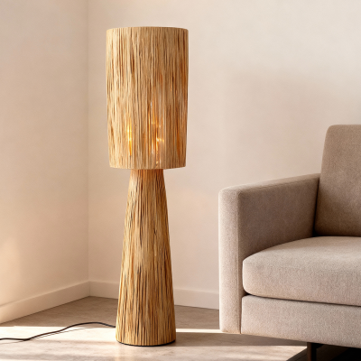 Paper floor lamp brown, Daisy, with switch