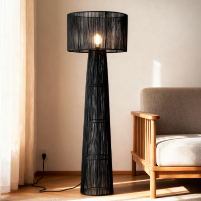 Rustic floor lamp black, Sanny, with switch