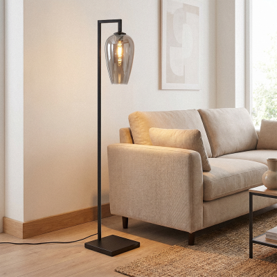 Design floor lamp grey, Andy, with switch