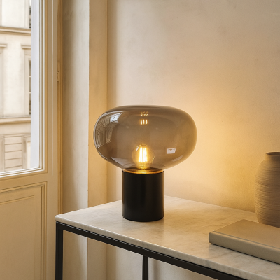 Marble table lamp grey, Alan, with switch