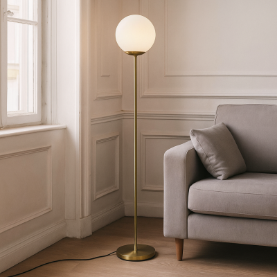 Design floor lamp white, Dolf, with switch