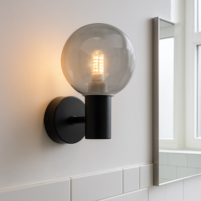 Modern bathroom wall light black, Amer, IP44