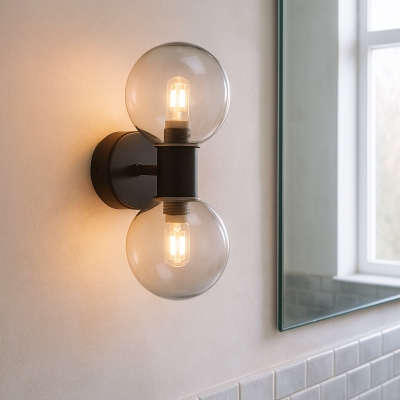 Modern bathroom wall light black, Amer, IP44