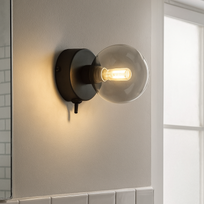 Modern bathroom wall light black, Amer, IP44