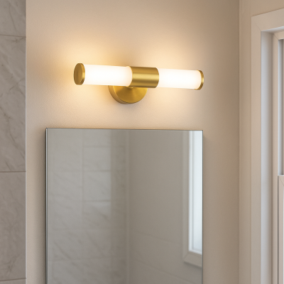 Modern bathroom wall light gold, Callum, IP44