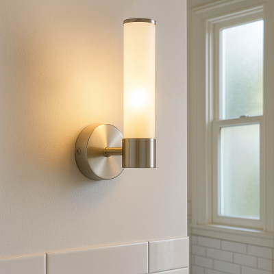 Modern bathroom wall light nickel, Callum, IP44