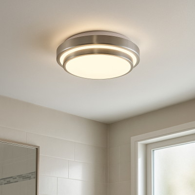 Modern bathroom ceiling light nickel, Jaro, 12W, 3000K LED, IP44