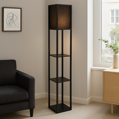 Modern floor lamp black, Izabel, with switch