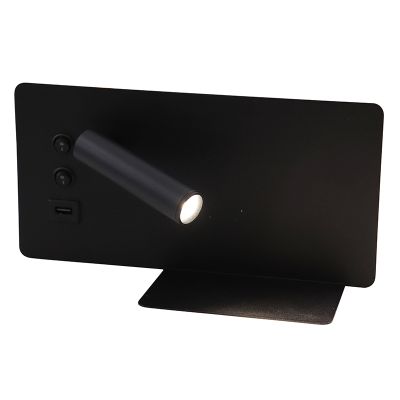Modern wall light black, Stanley, 10W, 4000K LED, with switch