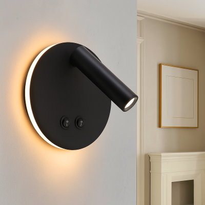 Modern wall light black, Robbie, 10W, 4000K LED, with switch