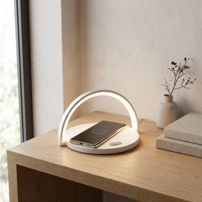 White table lamp plastic, Erhan, 2W, 3000K LED, with switch