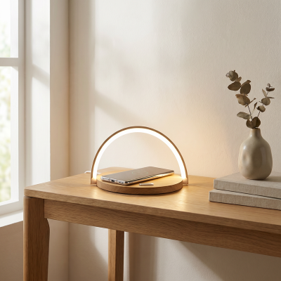 Wooden table lamp plastic, Erhan, 2W, 3000K LED, with switch