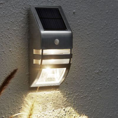 Aluminium solar outdoor wall light silver, Alistair, 0,04W, 3000K LED, IP44