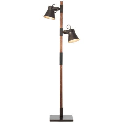 Wood reading floor lamp brown, Audrey, with switch