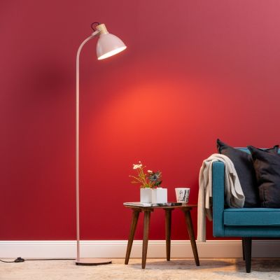 Rustic floor lamp pink, Thalina, with switch