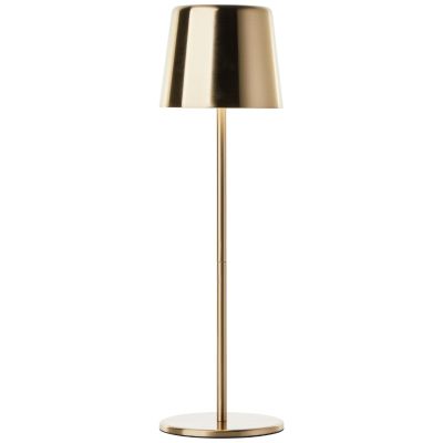 Modern rechargeable outdoor table lamp brass, Skander, 4W, warm to cold white adjustable LED, IP44, with touch dimmer