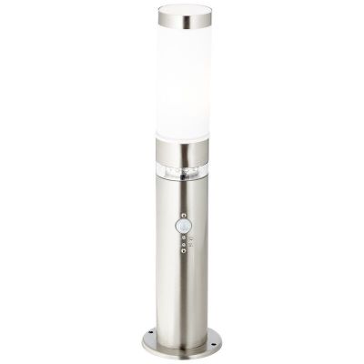 Plastic outdoor floor lamp with dusk to dawn sensor chrome, Sage, 2W, 3000K LED, IP44