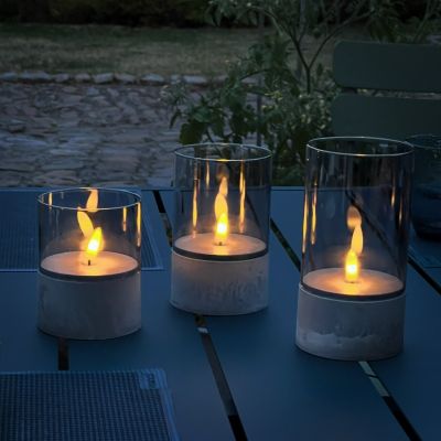 Outdoor candle set, Volkan, grey