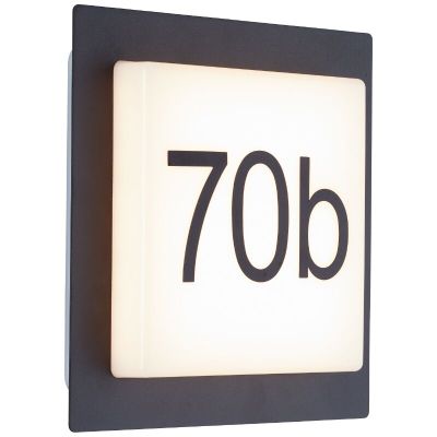 Aluminium illuminated house number black, Nurcan, 9W, 3000K LED, IP44