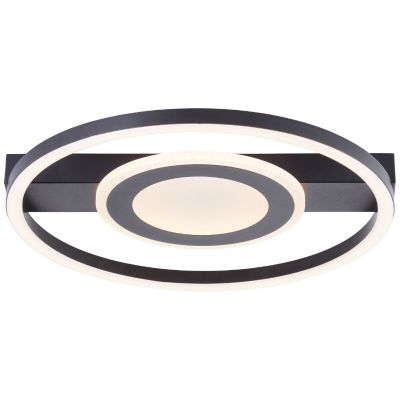 Design flush ceiling light black, Konrad, 20W, 3000K LED
