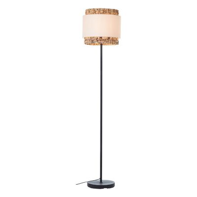 Rustic floor lamp brown, Vibeke, with switch